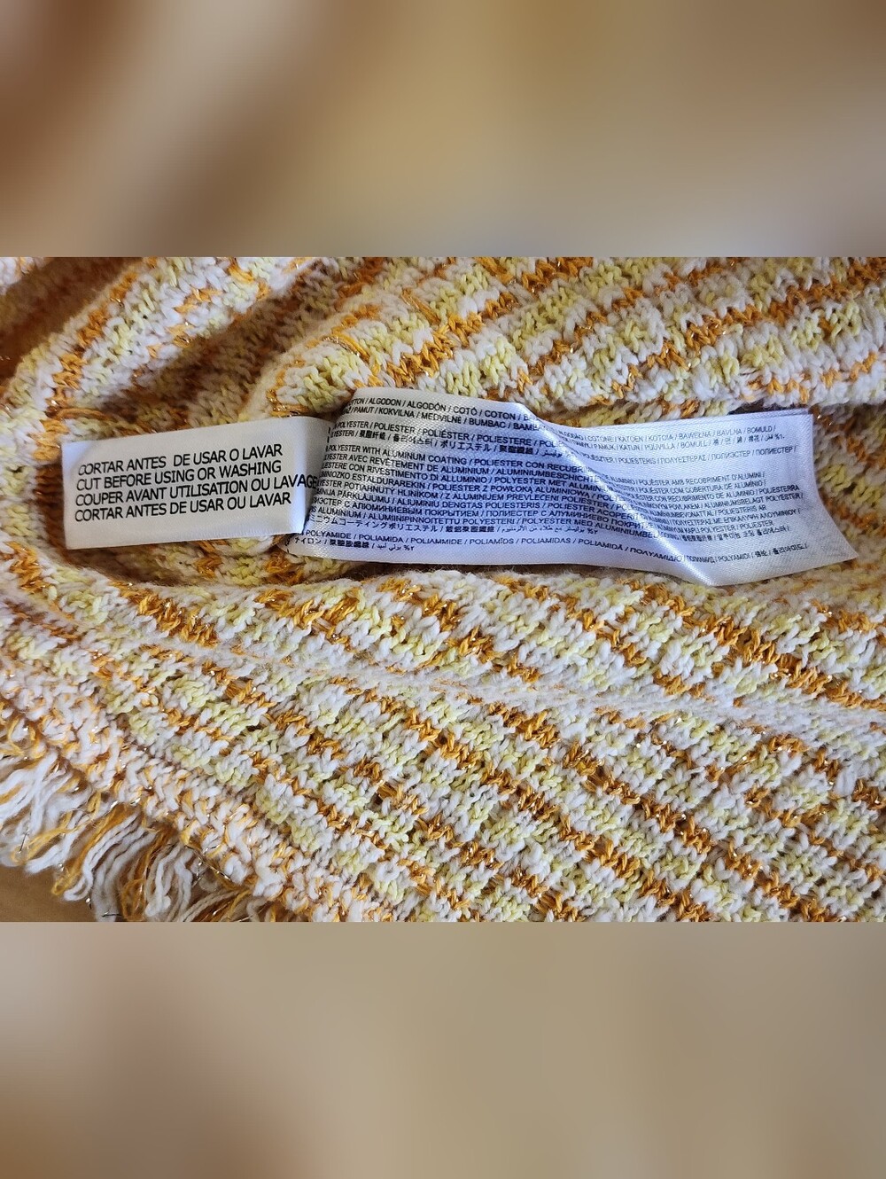 MNG MANGO | Textured Yellow Tweed Fringe Jacket - Picture 10 of 10